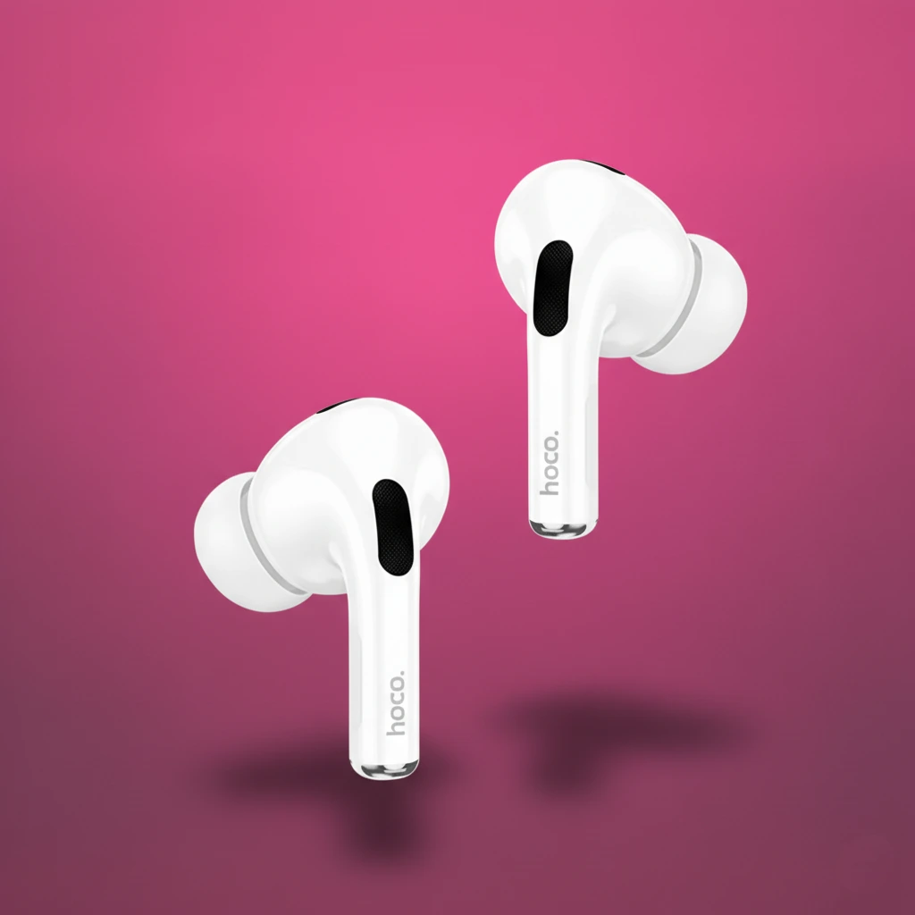 Hoco EW79 Bright ANC Touch Screen Bluetooth Earbuds – White - Image 2