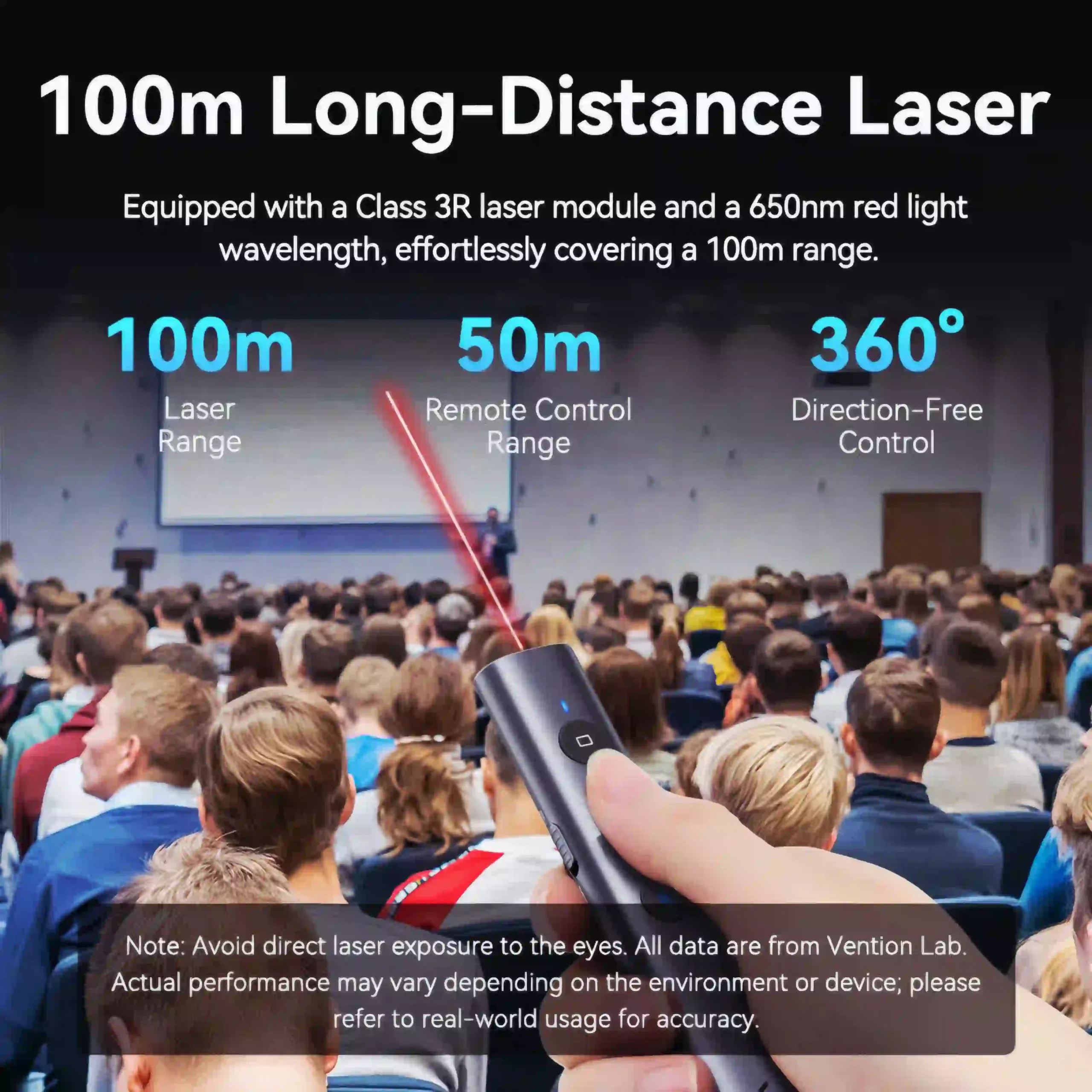 Vention Wireless Presentation Clicker with Red Laser Pointer – Gray - Image 4