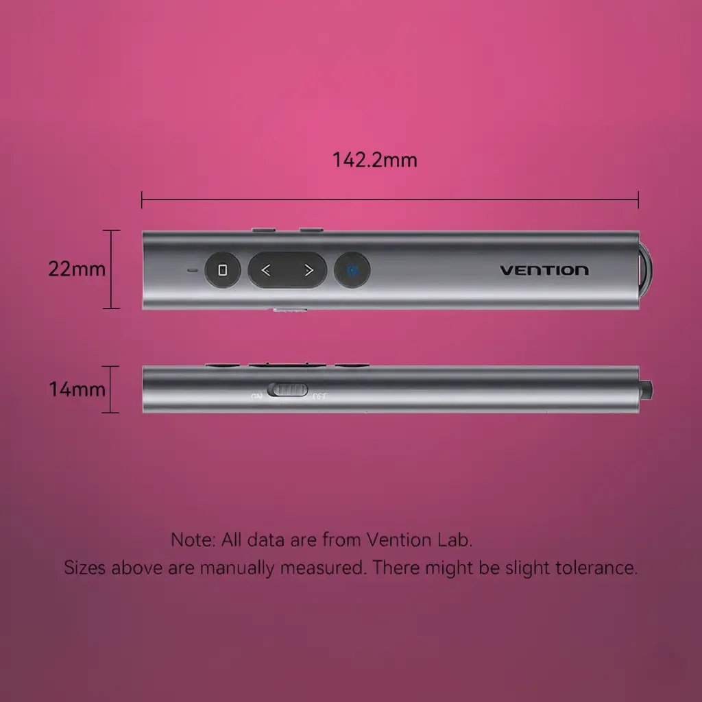 Vention Wireless Presentation Clicker with Red Laser Pointer – Gray - Image 3