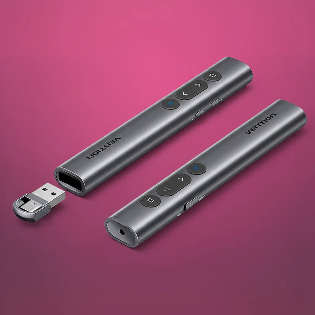 Vention Wireless Presentation Clicker with Red Laser Pointer – Gray - Image 5